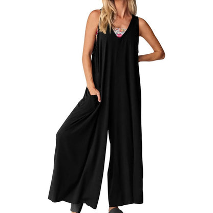 💥37%Rabatte Women's Casual V-Neck Sleeveless Wide Leg Jumpsuit